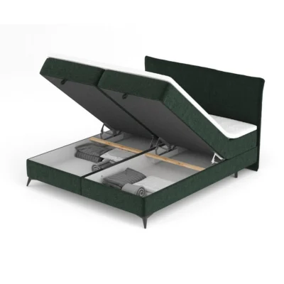 Maison de Reve Boxspringbett PERU in Dunkelgrün, Liegefläche 140x200 cm – Bonellfederkern